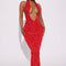 Ivy Textured Maxi Dress - Red