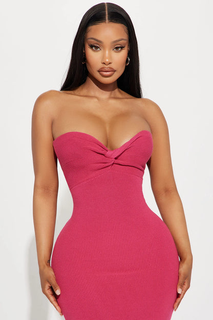 Got Me Twisted Sweater Midi Dress - Pink