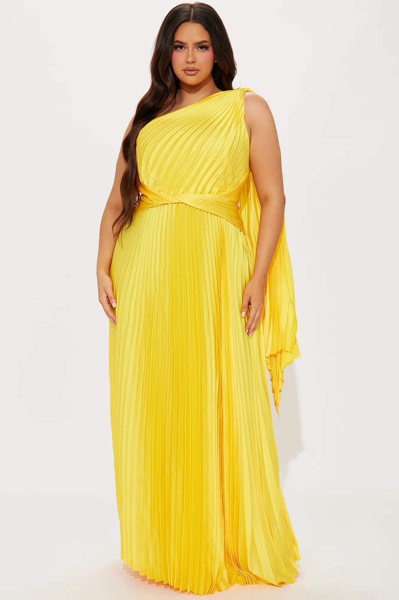 Athena Pleated Maxi Dress - Yellow