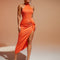 SHEIN BAE Twist Front Split Thigh Halter Neck Backless Bodycon Dress