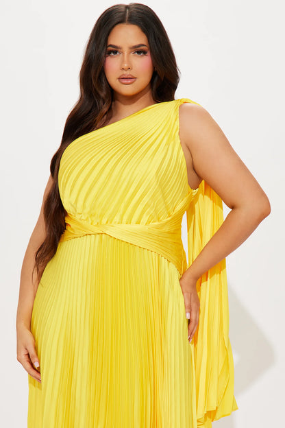 Athena Pleated Maxi Dress - Yellow