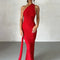 Sexy Backless Hanging Neck Bodycon Evening Dress for Women Strapless Max Female Dress Charming Club Party Prom Dress