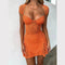 See through Butterfly Lace Mini Dress Orange Cut Out Backless Bodycon Dresses Women Sexy Club Outfit YJ23631DG