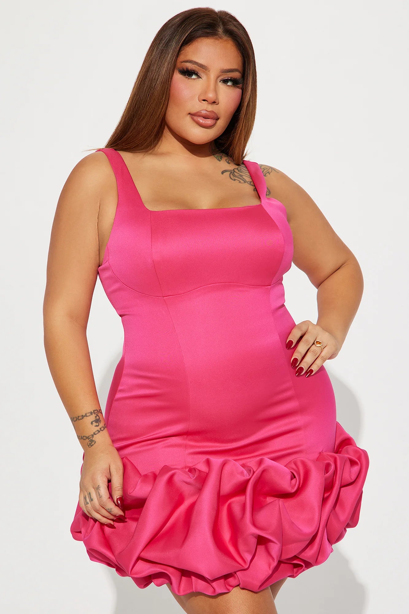 Sienna Satin Mini Dress - Pink