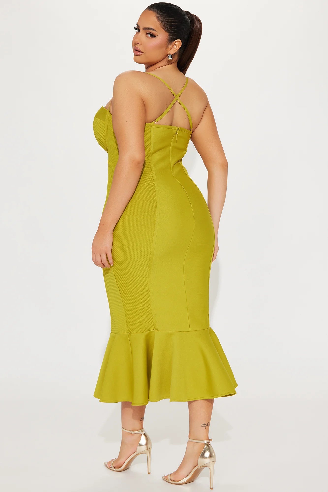 Speak the Truth Bandage Midi Dress - Chartreuse