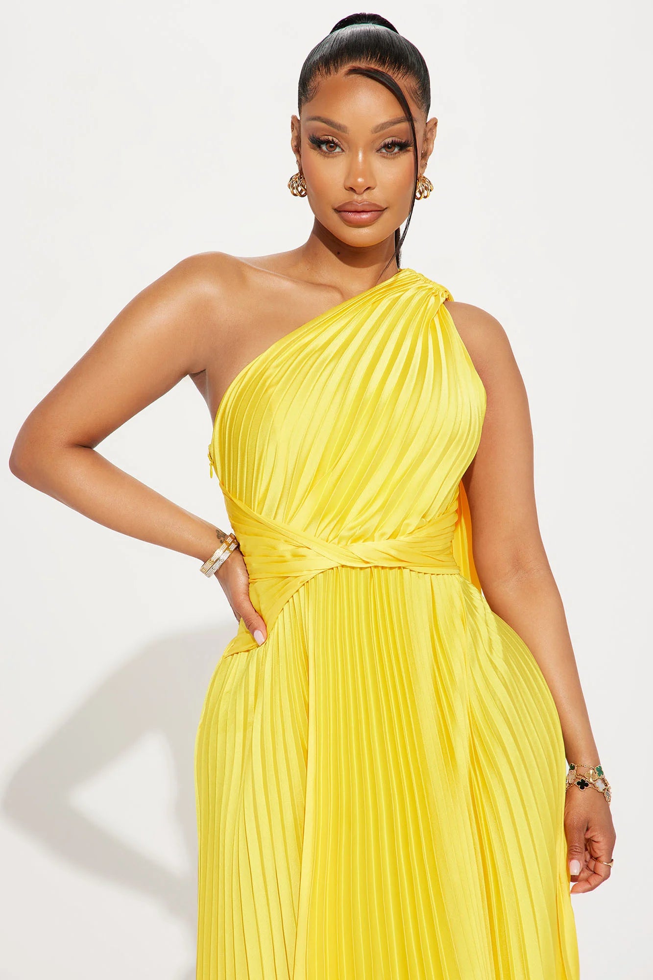 Athena Pleated Maxi Dress - Yellow