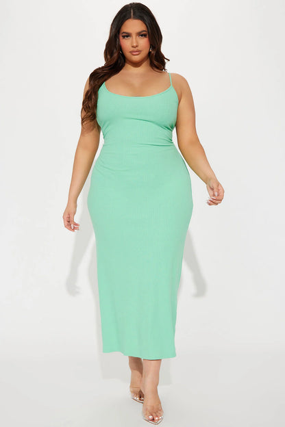 Stella Ribbed Maxi Dress - Mint