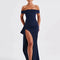 Elegant Off-Shoulder High Split Maxi Dress Women Fashion Strapless Sleeveless Backless Bodycon Club Party Sexy Dress